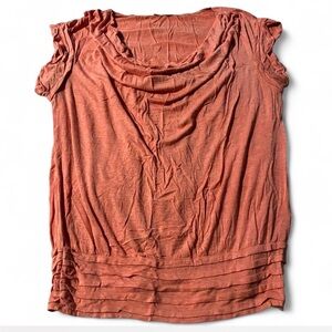 Sophie Max Salmon Color Soft Blouse, Drape Neckline, Sz XL